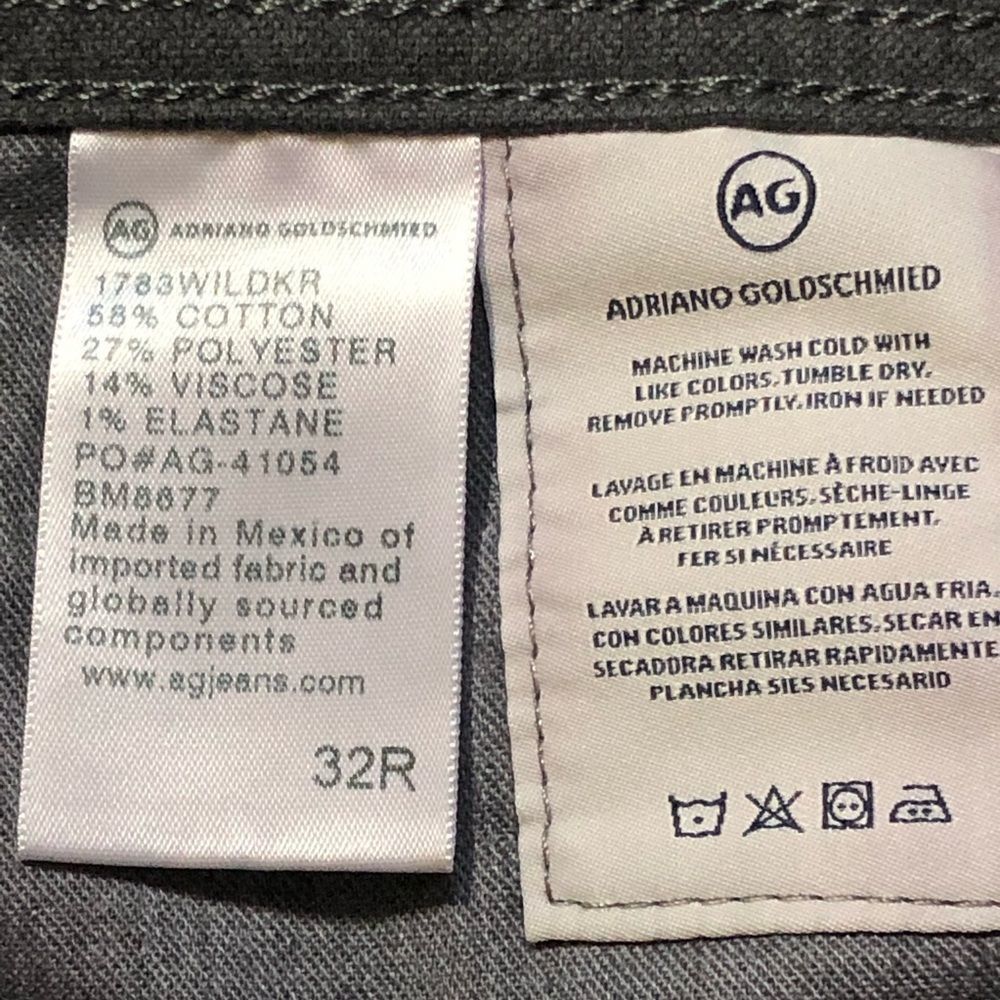 ag adriano goldschmied tellis 32 modern slim gray inseam 28 cotton blend - Picture 7 of 8